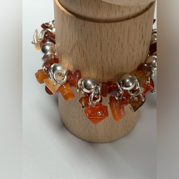 Silpada Very Rare Sterling Silver & Carnelian Bead ChaCha Stretch Bracelet - Picture 13 of 15